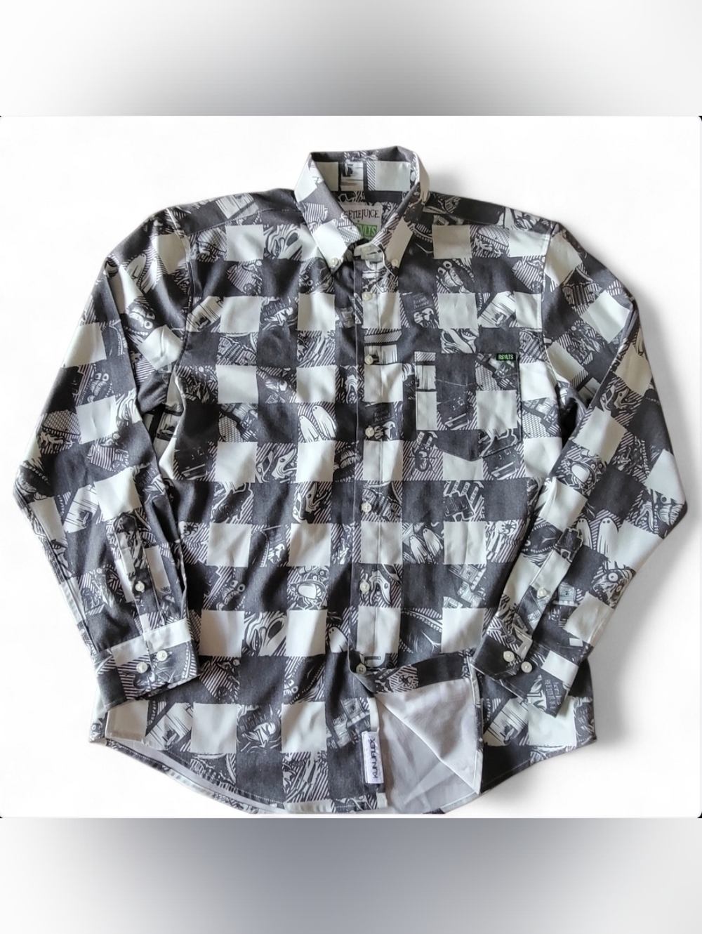 RSVLTS x Beetlejuice Maitland Manor BorlandFlex Stretch Mens L Checkered Shirt